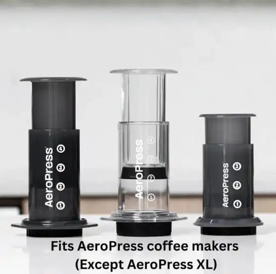 Three AeroPress coffee makers on a white background